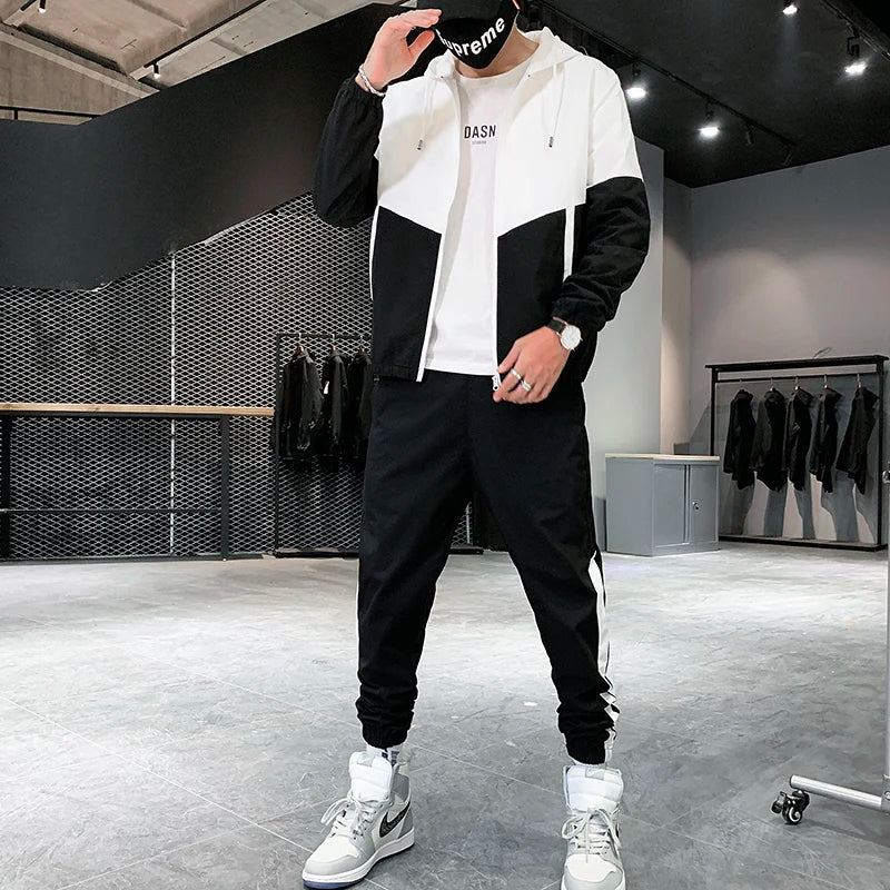 Men's Tracksuit Casual Joggers Hooded Sportswear