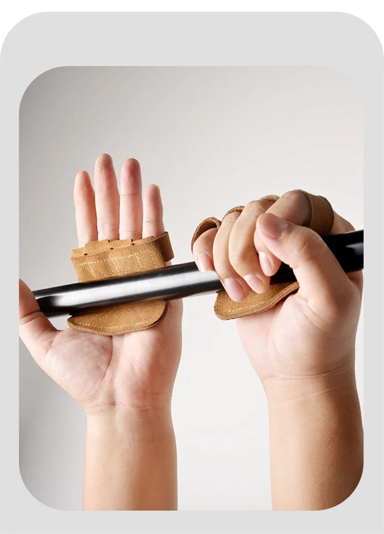 Leather Weight Lifting Training Gloves Palm Protection For Weights