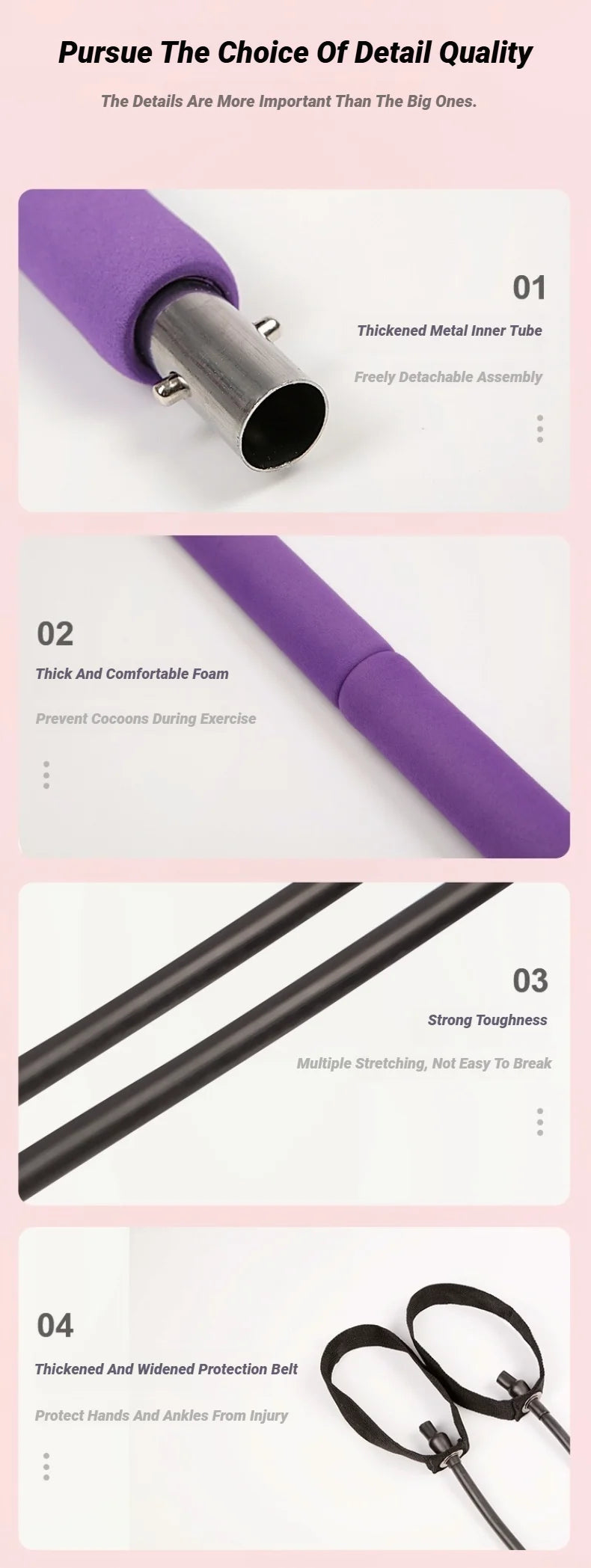 Yoga Pilates Bar Stick With Resistance Band Muscle Toning