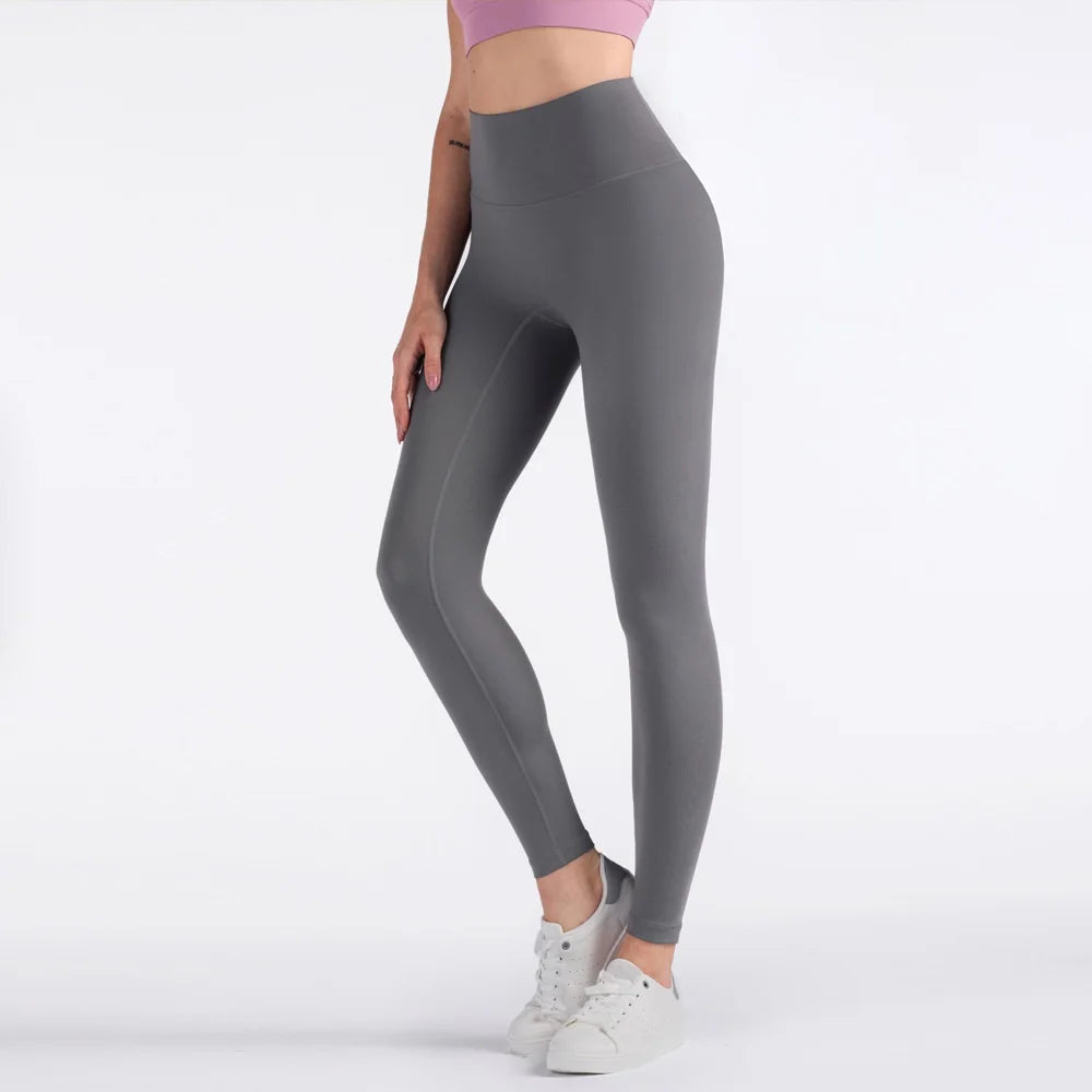 Solid Color High Waist Yoga Leggings For Women