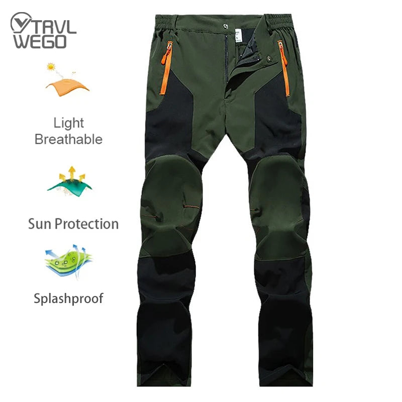 Men Sports Breathable Pants Hiking Trousers Camping Splash Prevention Quick Dry UV Resistant Elastic Thin