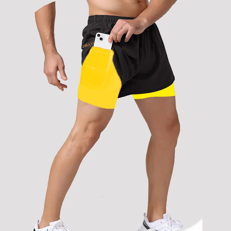 Men Running Shorts Gym Sports Shorts 2 In 1 For Fitness Training