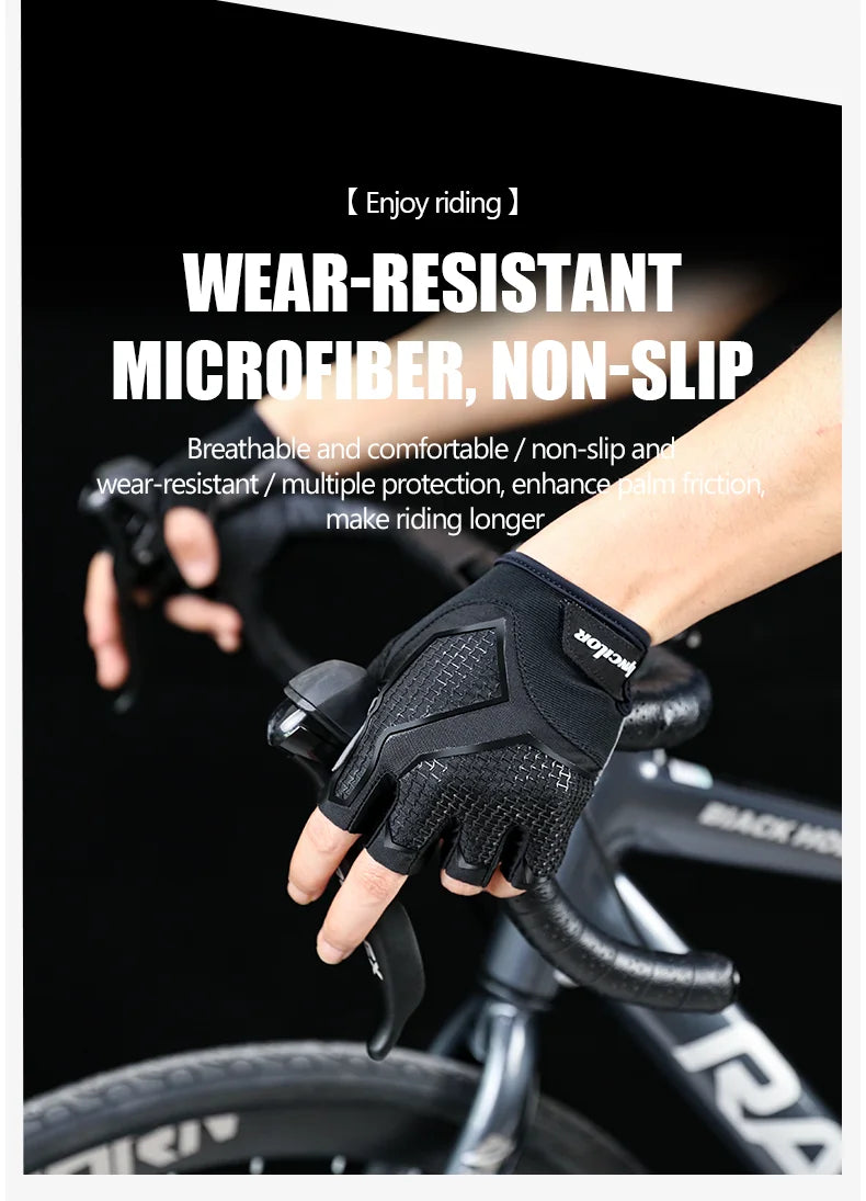 Half-Finger Cycling Gloves Black Silicone Fitness Gloves