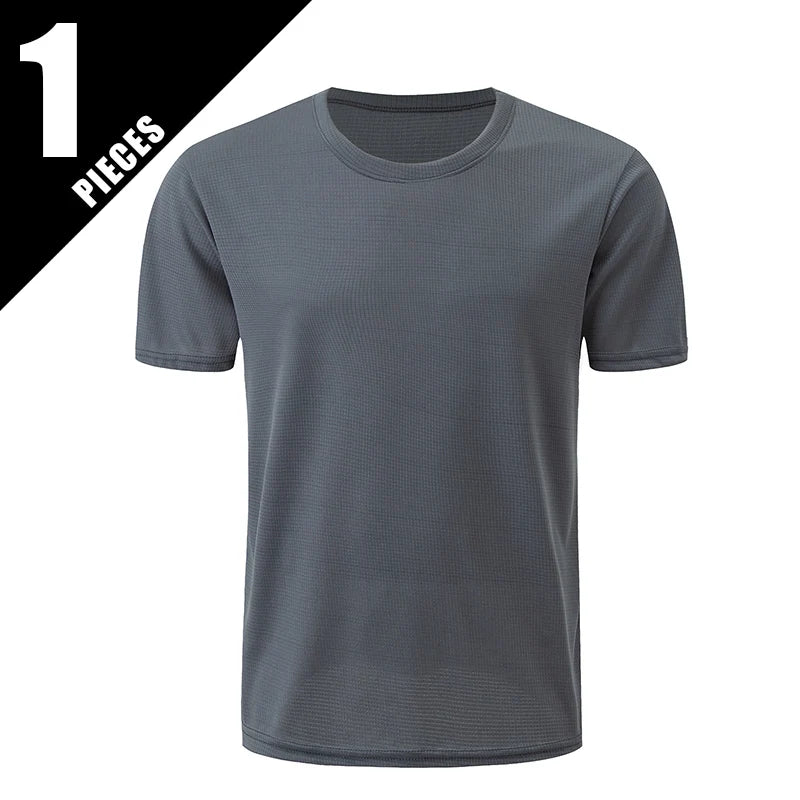 Men's Solid Color Sports Short Sleeve Fitness Shirt