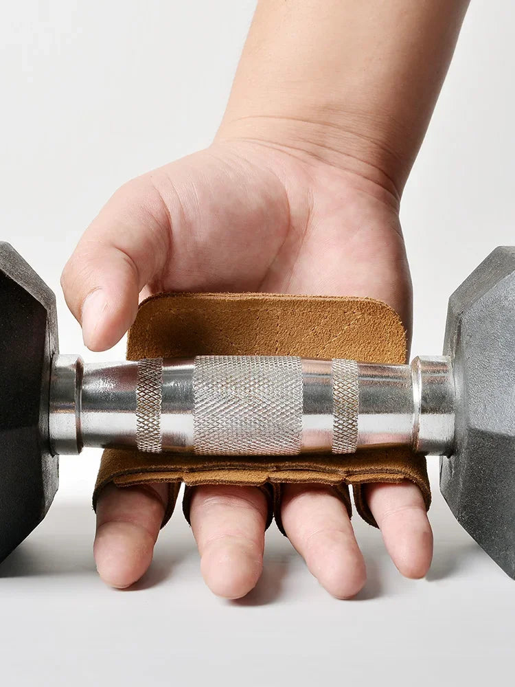 Leather Weight Lifting Training Gloves Palm Protection For Weights