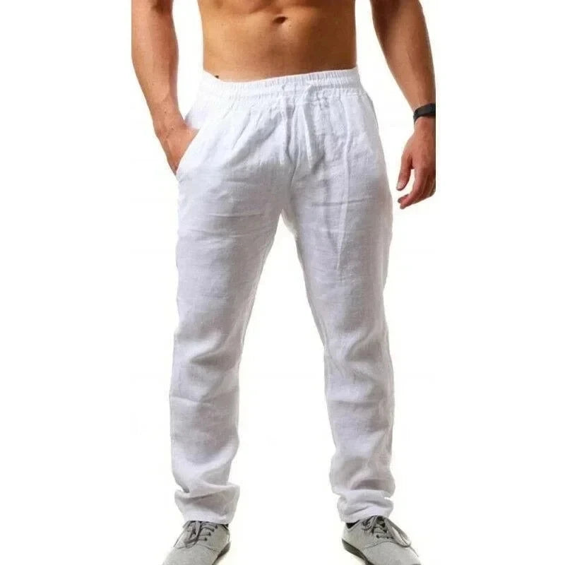 Men Breathable Pure Cotton Sweatpants Outdoor Sports Wide Leg Sweats