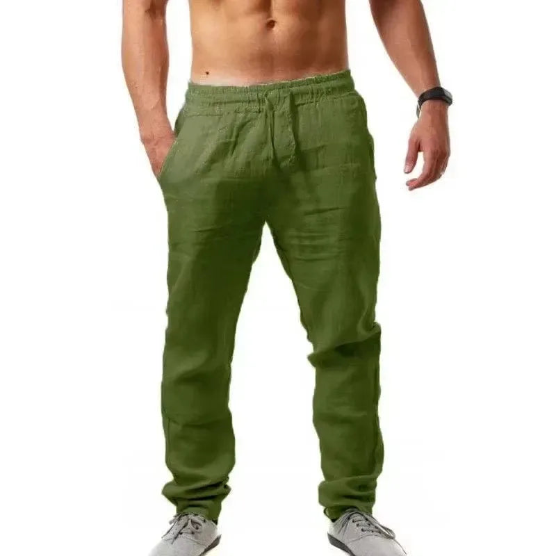 Men Breathable Pure Cotton Sweatpants Outdoor Sports Wide Leg Sweats