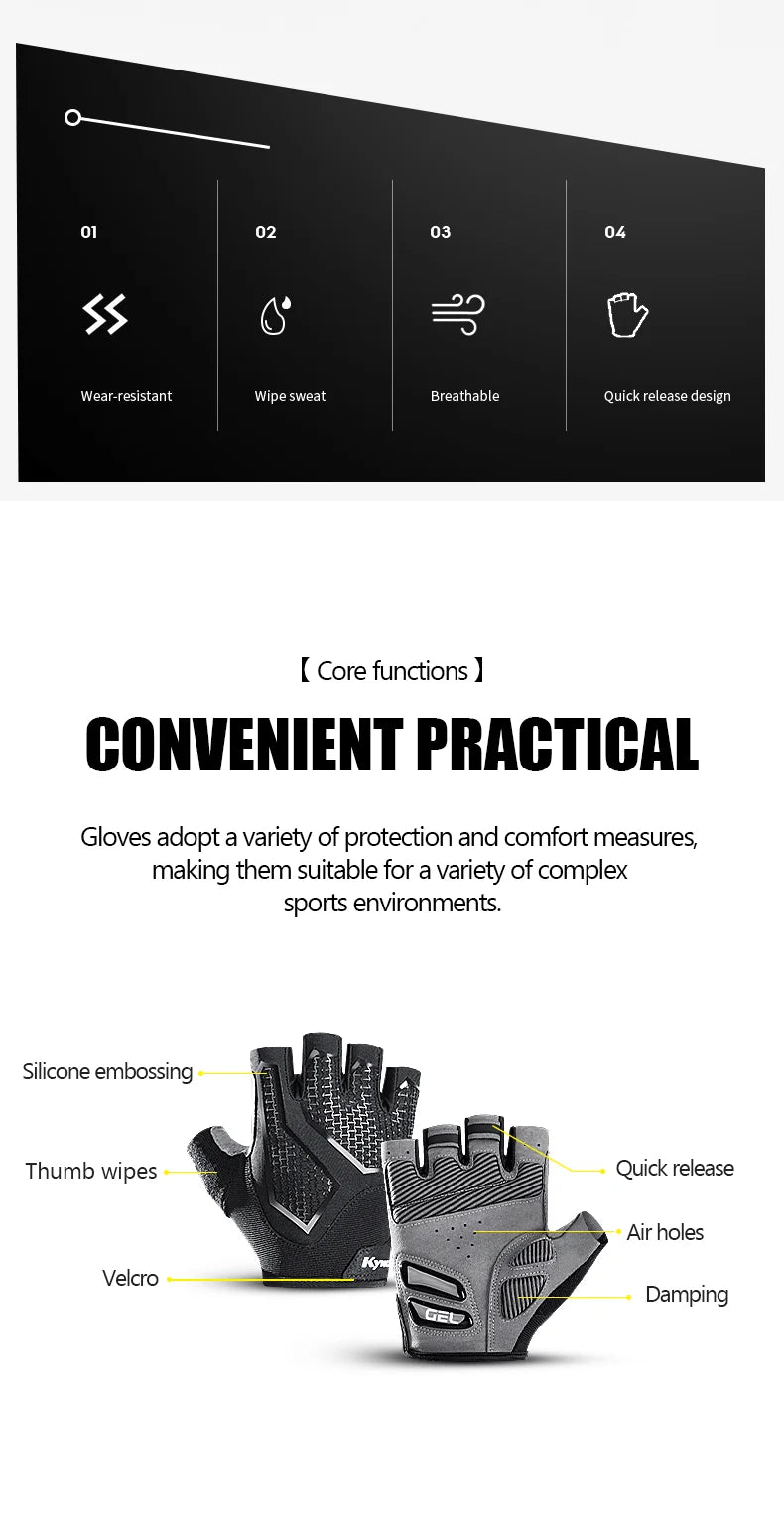 Half-Finger Cycling Gloves Black Silicone Fitness Gloves