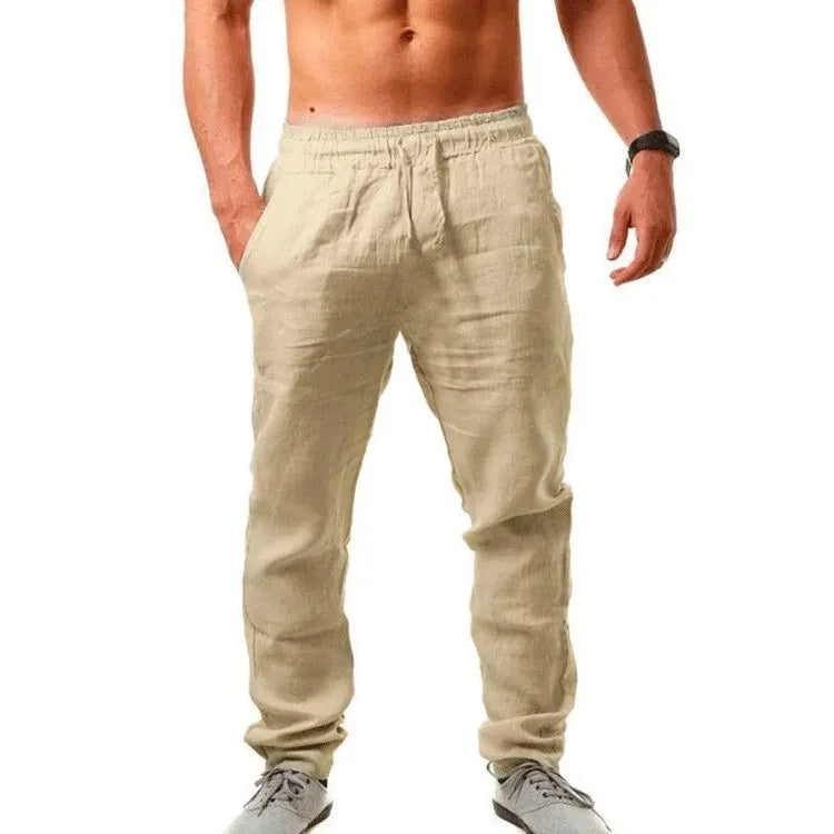 Men Breathable Pure Cotton Sweatpants Outdoor Sports Wide Leg Sweats