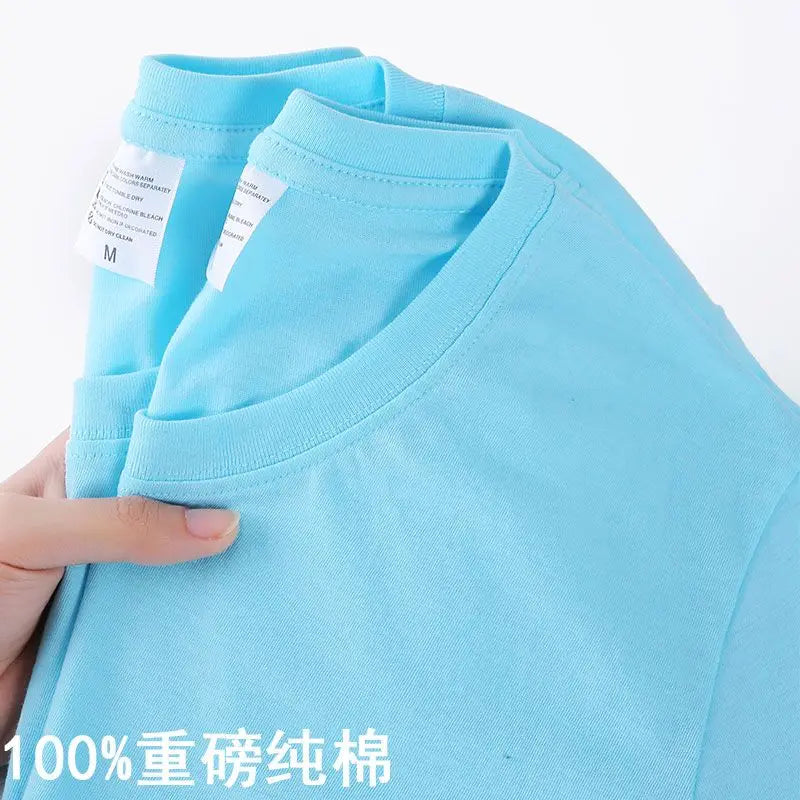 100% Cotton T-shirt Men Women Solid Color