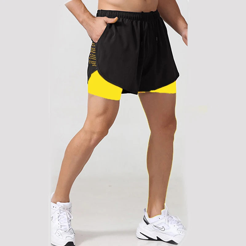Men Running Shorts Gym Sports Shorts 2 In 1 For Fitness Training