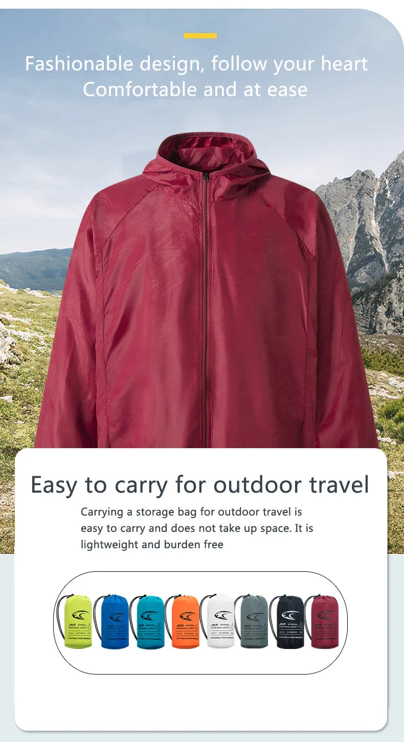 Men's Women's Waterproof Hiking Jacket Windbreaker Outdoor Coat