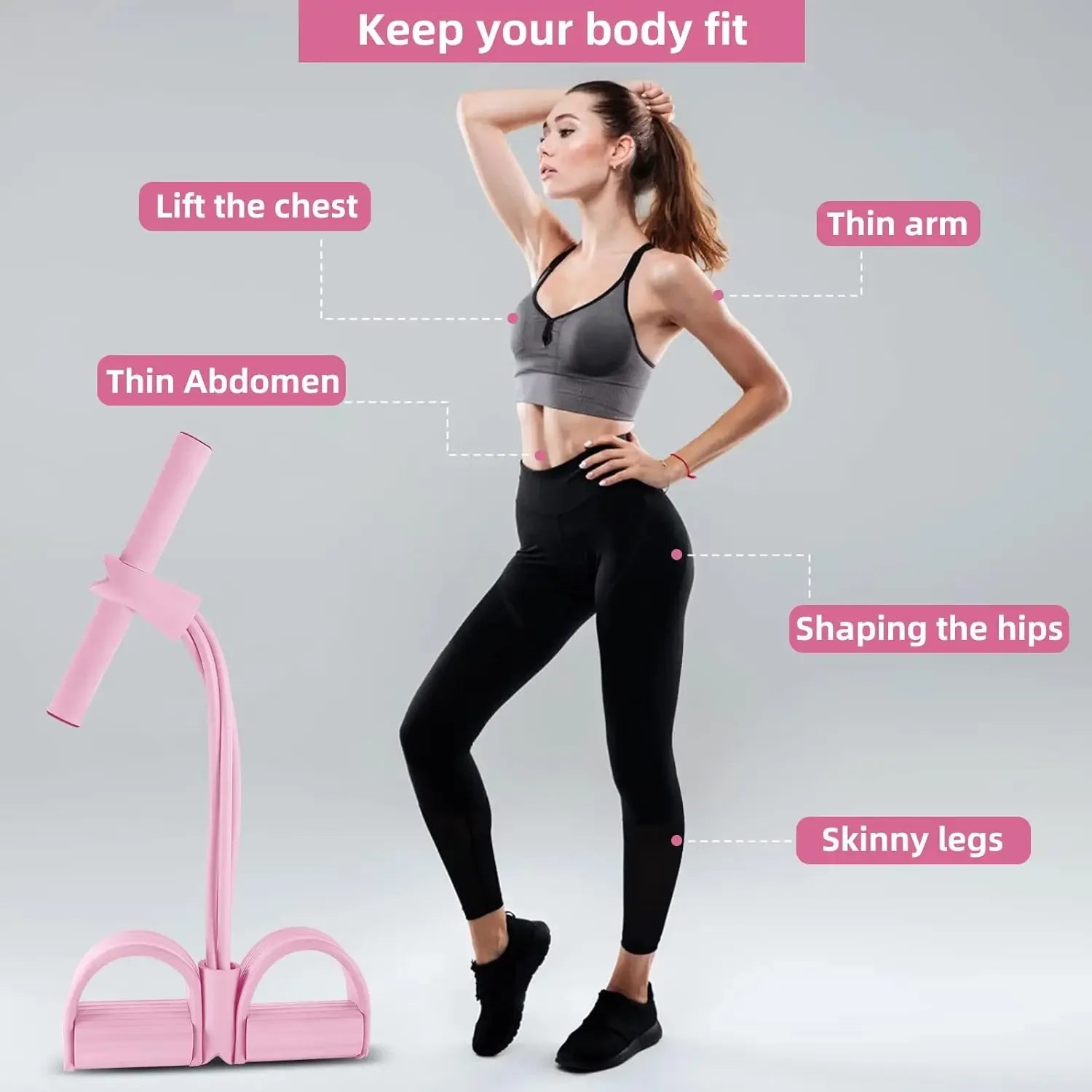 Resistance Band Tensioner with Non-Slip Handles - Home Fitness Equipment for Abdominal Muscle Training