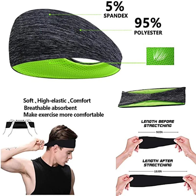 3 Pack Sweatband for Men/Women Elastic Sport Headbands