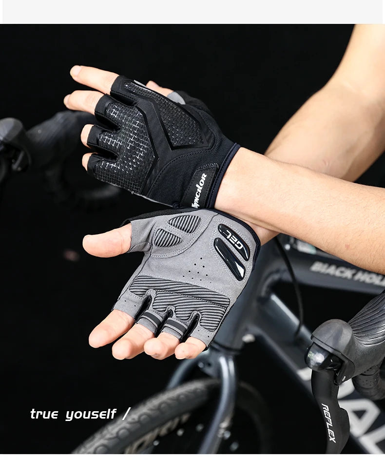 Half-Finger Cycling Gloves Black Silicone Fitness Gloves