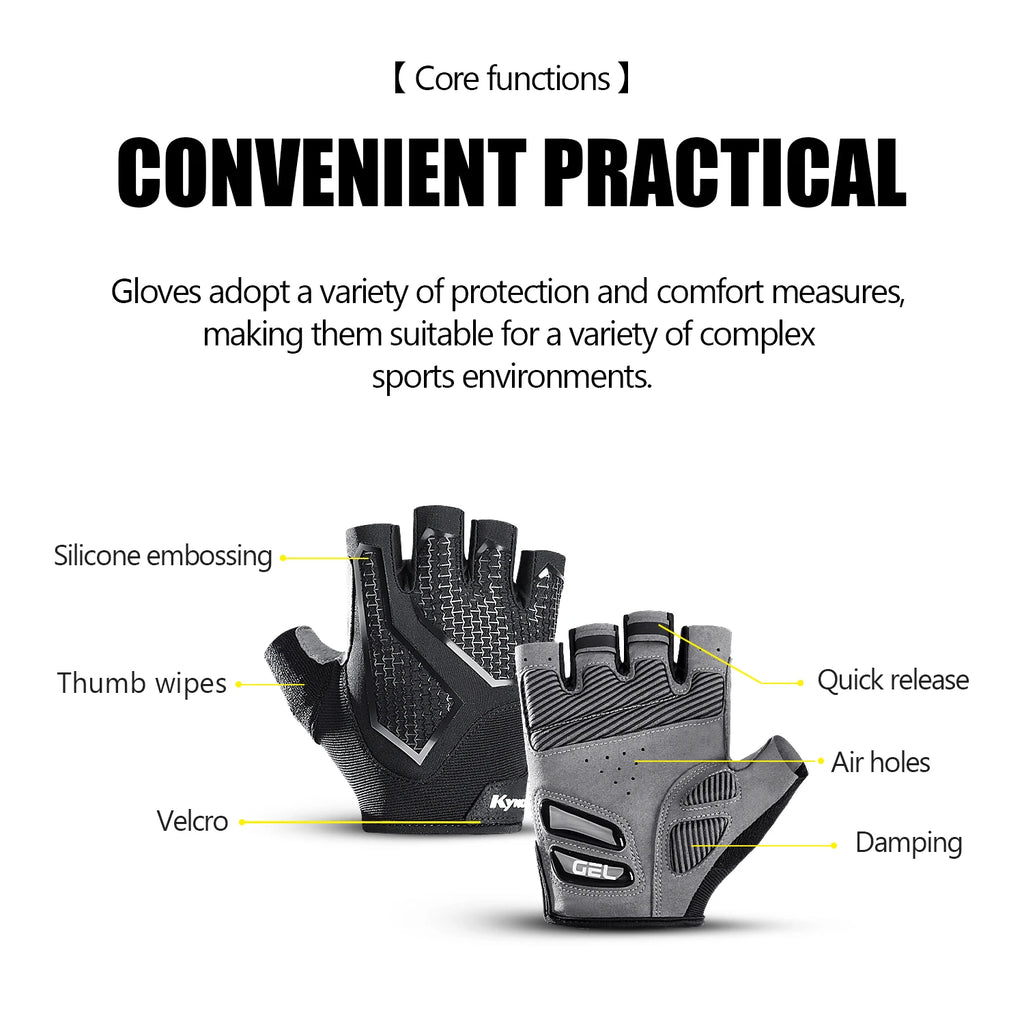 Half-Finger Cycling Gloves Black Silicone Fitness Gloves
