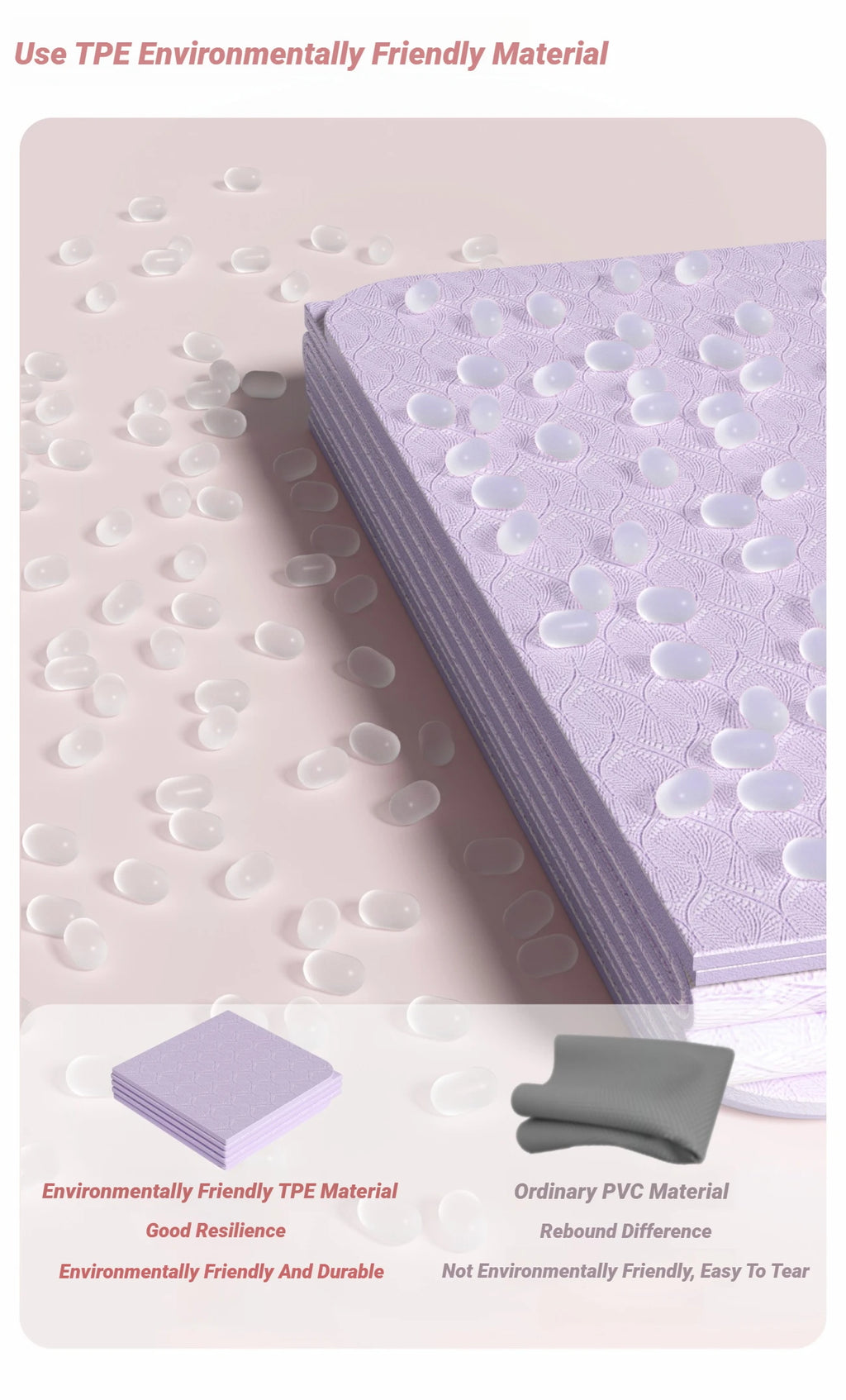 Foldable Yoga Mat Eco Friendly Folding Travel Fitness Double Sided Non-Slip For Workouts