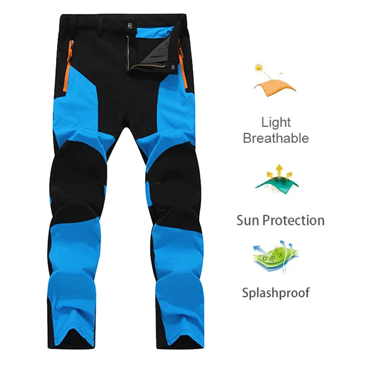 Men Sports Breathable Pants Hiking Trousers Camping Splash Prevention Quick Dry UV Resistant Elastic Thin