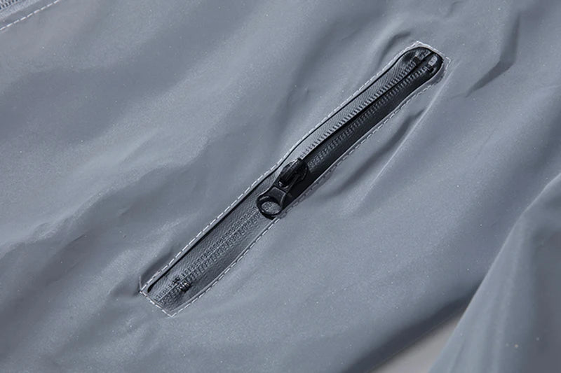 Double Fabric Windbreaker Hooded Jacket With Zipper