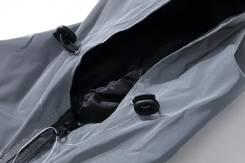 Double Fabric Windbreaker Hooded Jacket With Zipper