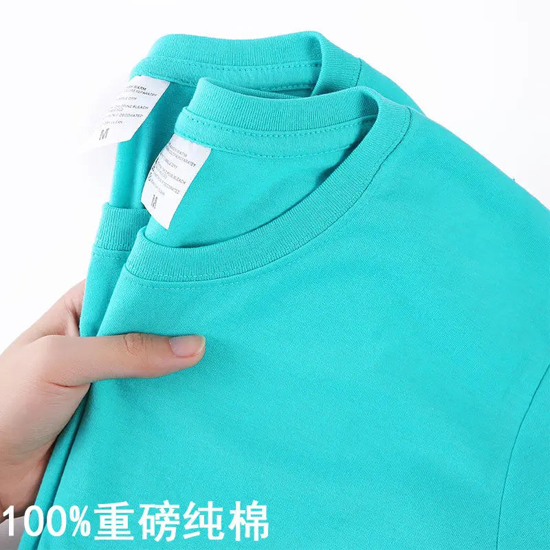 100% Cotton T-shirt Men Women Solid Color