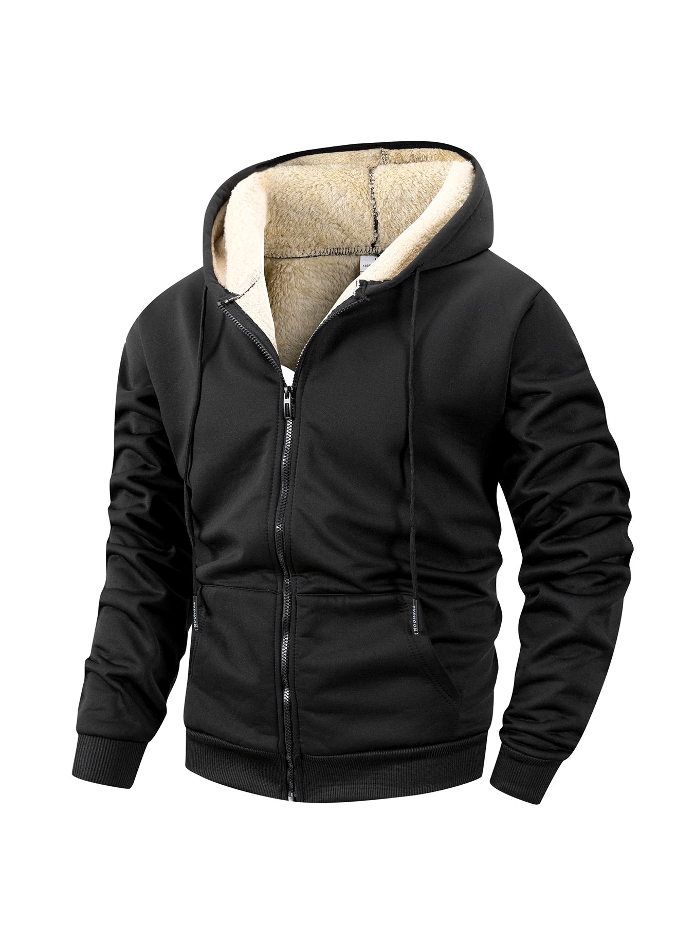 Winter Men's Zipper Jacket Fleece Warm Windproof Hoodie