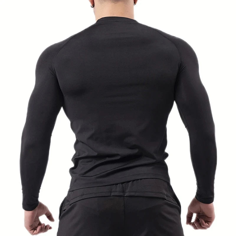 Spider Print Long Sleeve Compression Shirt for Men Fitness