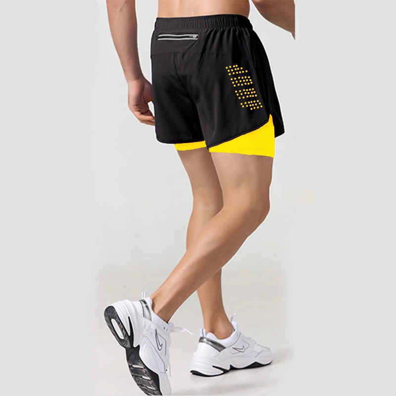 Men Running Shorts Gym Sports Shorts 2 In 1 For Fitness Training