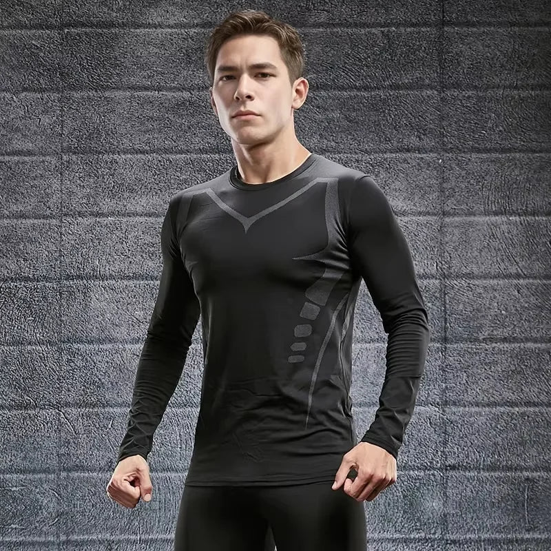 Men's Long Sleeve Compression Shirt for Running and Fitness
