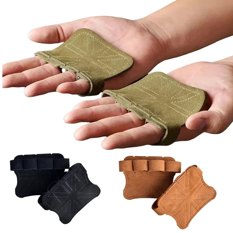 Leather Weight Lifting Training Gloves Palm Protection For Weights