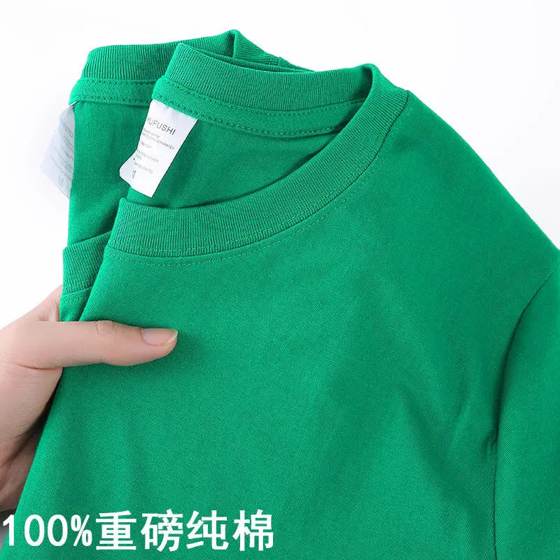 100% Cotton T-shirt Men Women Solid Color