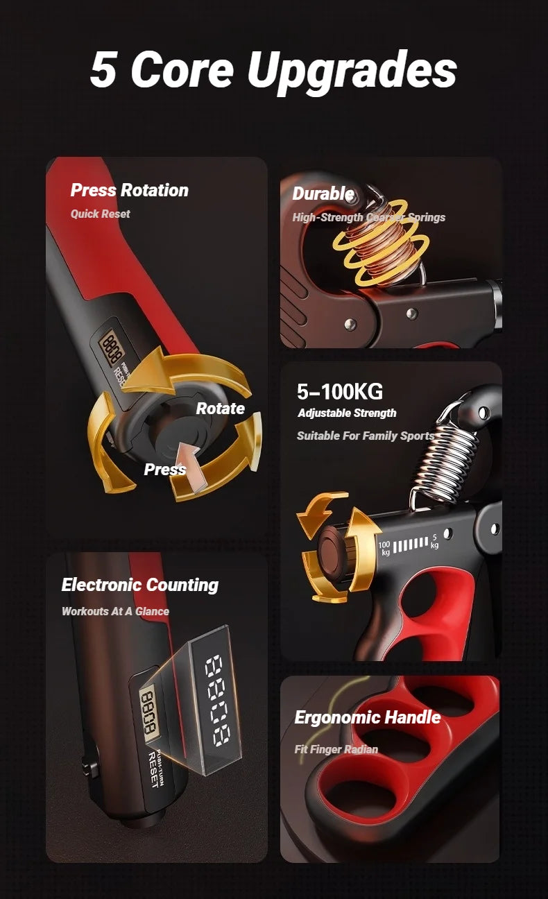5-100KG Electronic Counting Adjustable Grip For Hand Muscle Strength