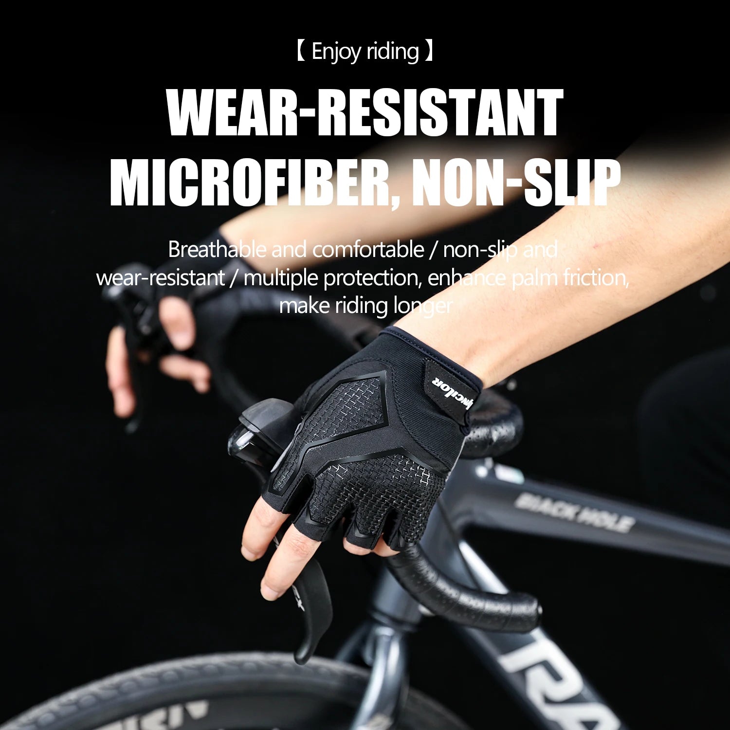 Half-Finger Cycling Gloves Black Silicone Fitness Gloves