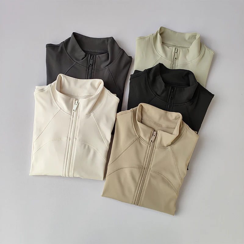 Yoga Suit Women's High-end Standing Collar Long Sleeved Sports Jacket