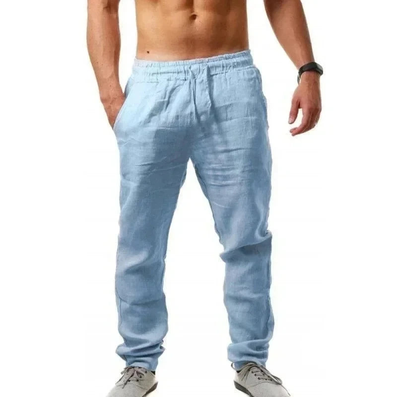 Men Breathable Pure Cotton Sweatpants Outdoor Sports Wide Leg Sweats