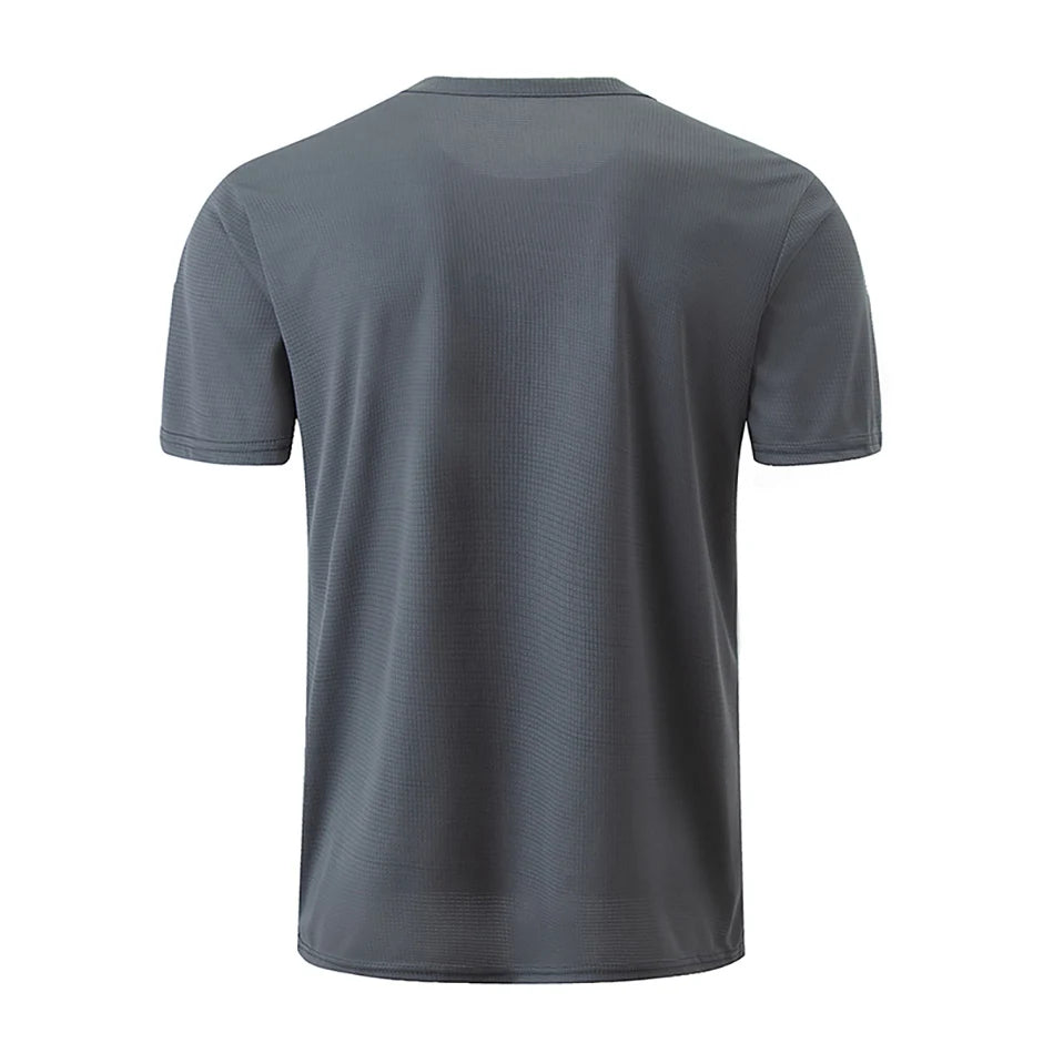 Men's Solid Color Sports Short Sleeve Fitness Shirt