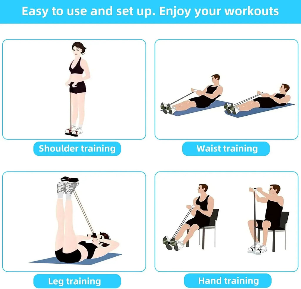 Resistance Band Tensioner with Non-Slip Handles - Home Fitness Equipment for Abdominal Muscle Training