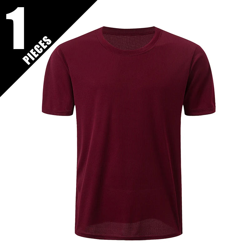 Men's Solid Color Sports Short Sleeve Fitness Shirt