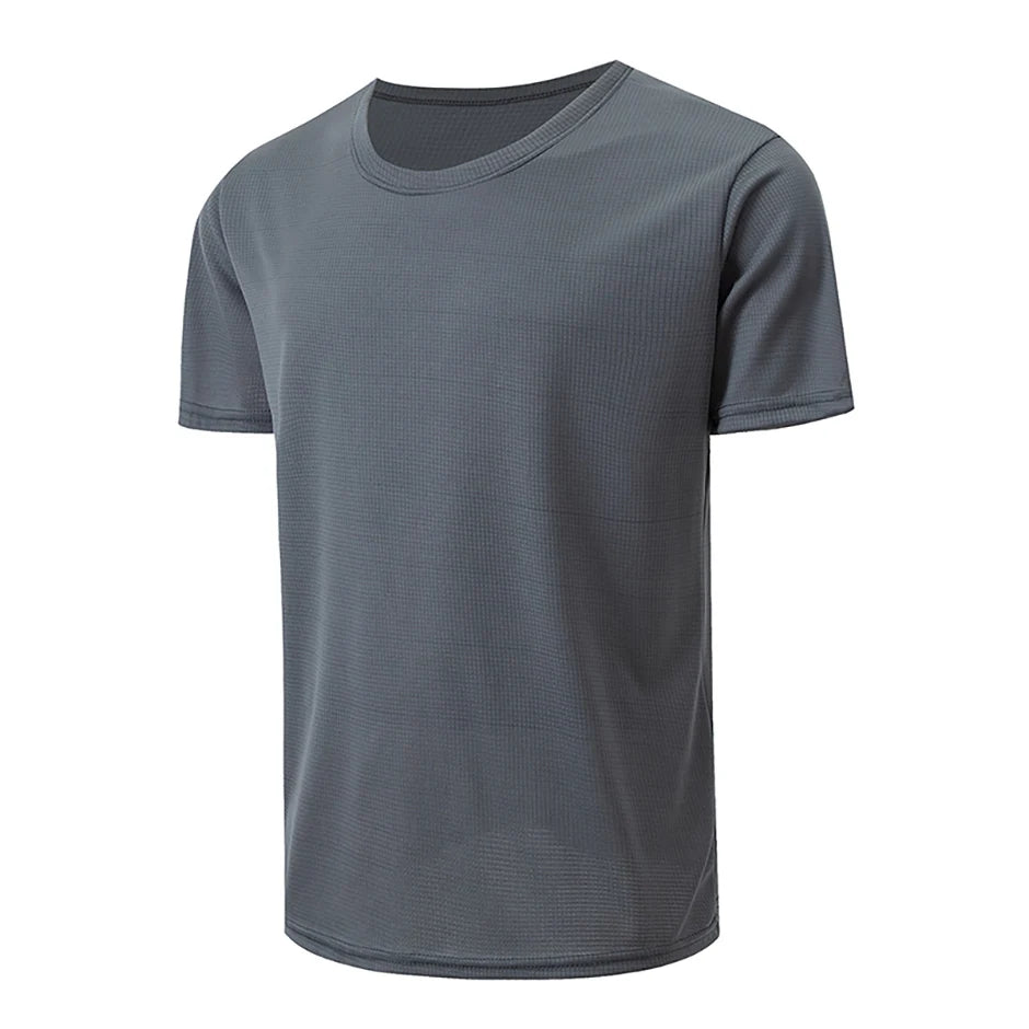 Men's Solid Color Sports Short Sleeve Fitness Shirt
