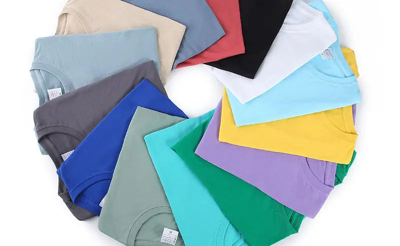 100% Cotton T-shirt Men Women Solid Color