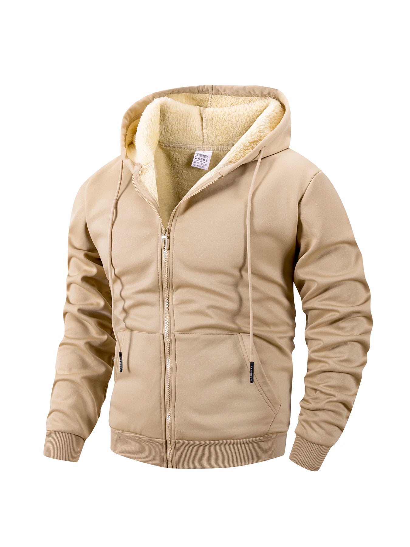 Winter Men's Zipper Jacket Fleece Warm Windproof Hoodie