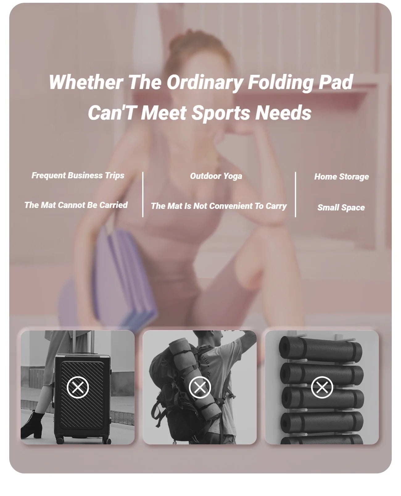 Foldable Yoga Mat Eco Friendly Folding Travel Fitness Double Sided Non-Slip For Workouts