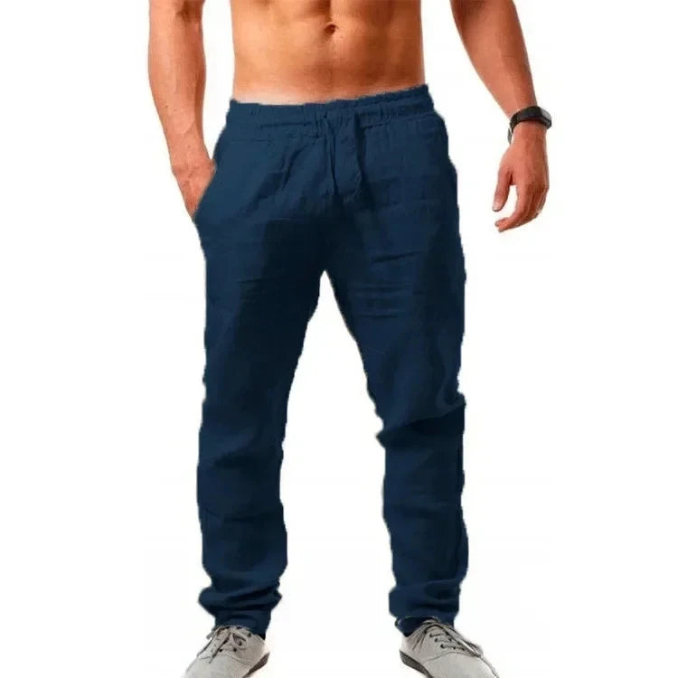 Men Breathable Pure Cotton Sweatpants Outdoor Sports Wide Leg Sweats