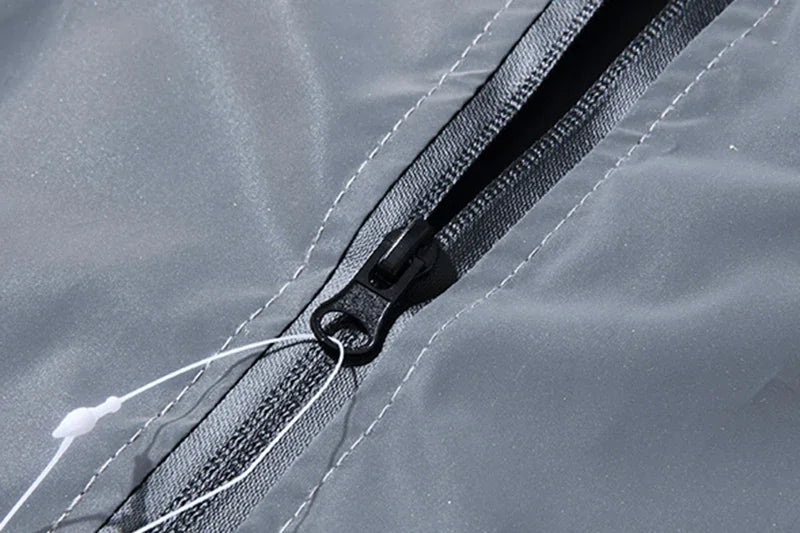 Double Fabric Windbreaker Hooded Jacket With Zipper
