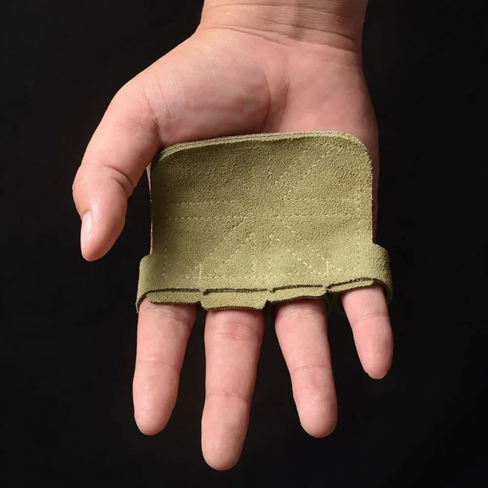 Leather Weight Lifting Training Gloves Palm Protection For Weights