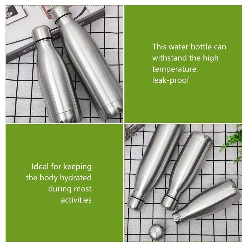 0.75/1 Liter Stainless Steel Water Bottle For Outdoor Camping Hiking Sports