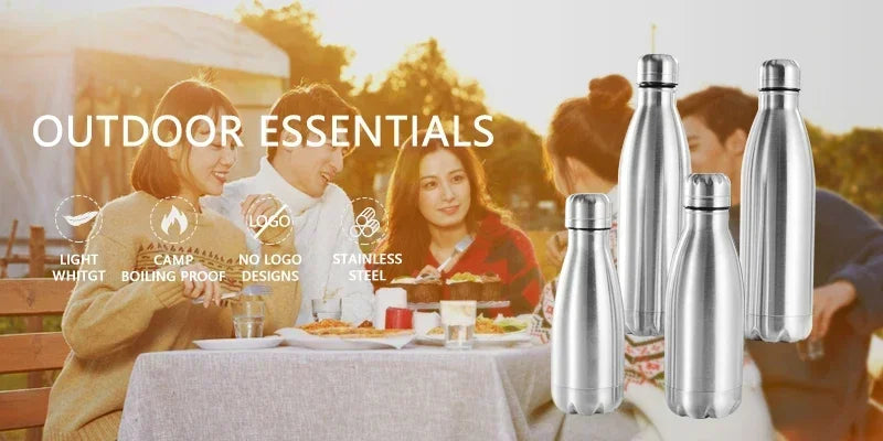 0.75/1 Liter Stainless Steel Water Bottle For Outdoor Camping Hiking Sports