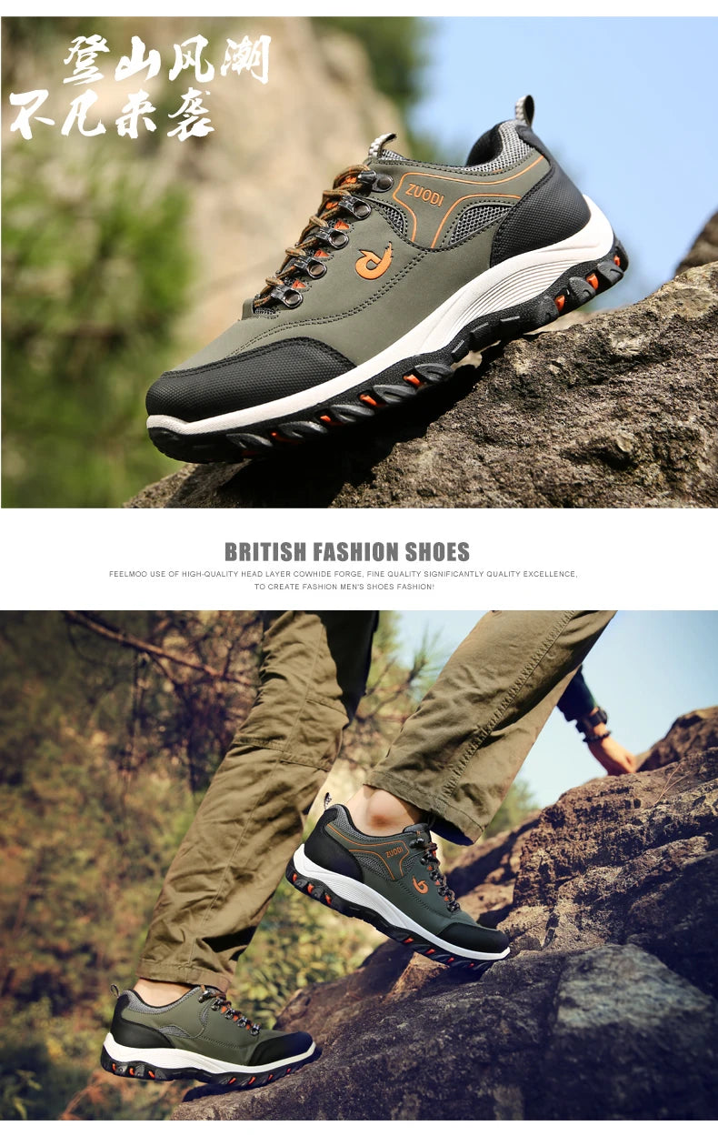 Men's Waterproof Hiking Shoes Outdoor Leather Sports Shoes