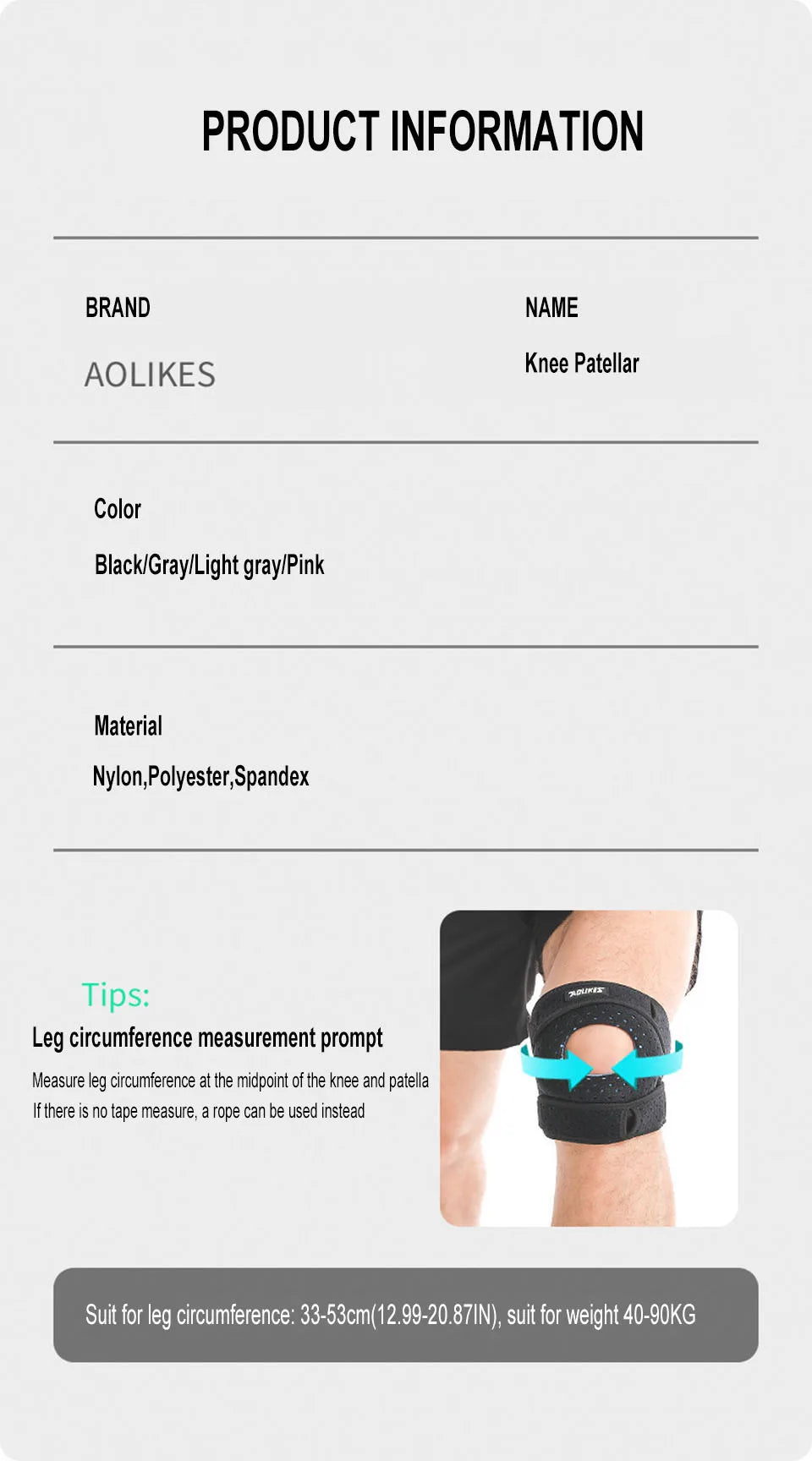 1Piece Patella Knee Brace Compression Support for Men Women