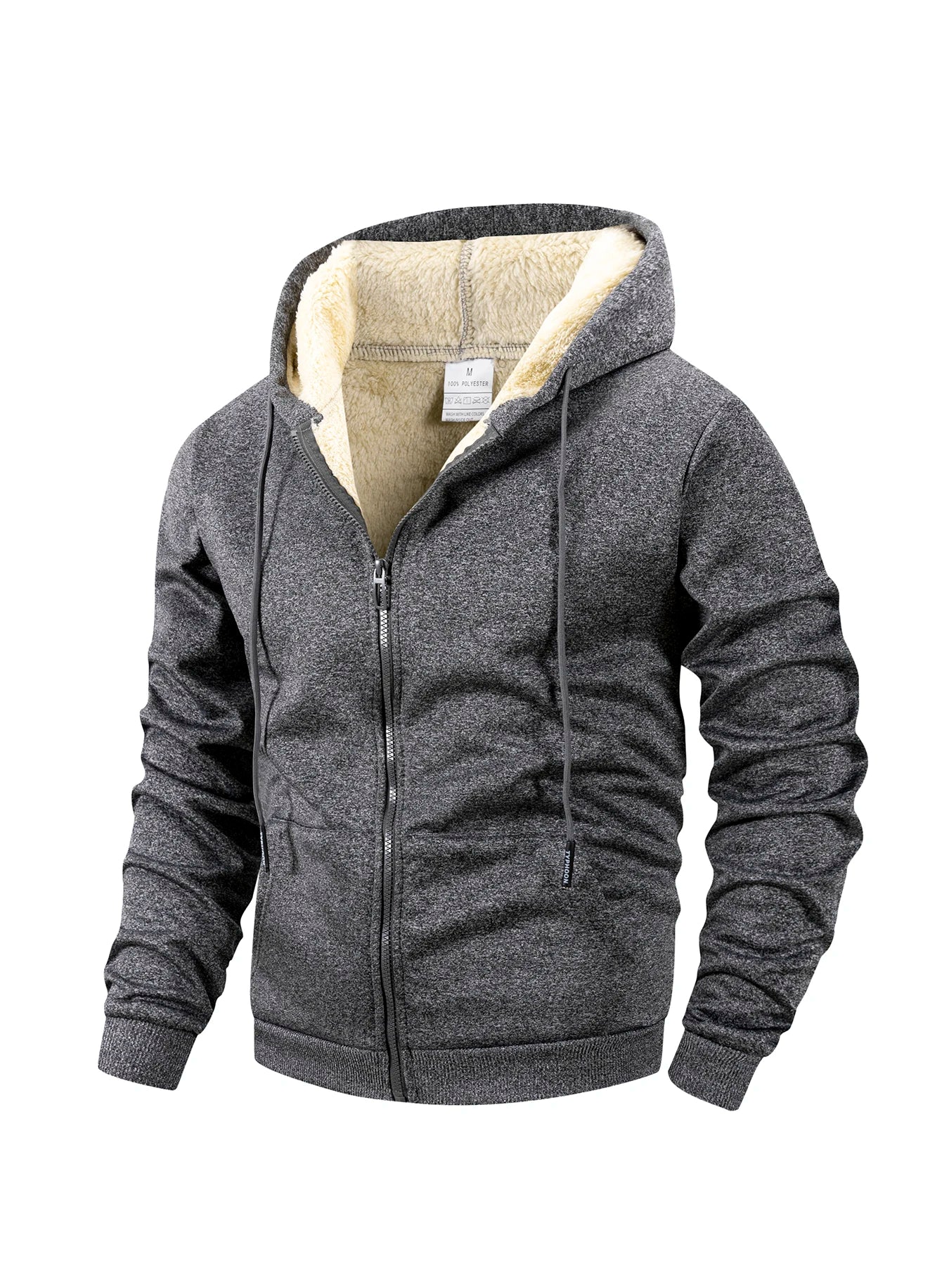 Winter Men's Zipper Jacket Fleece Warm Windproof Hoodie